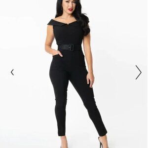 NWOT Unique Vintage Off the Shoulder Gillian Jumpsuit size L/10-12